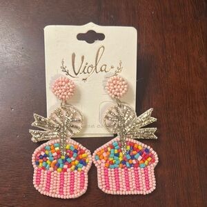 Pink Cupcake Jewelry Earrings